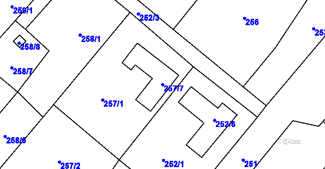 Parcela st. 257/7 v KÚ Osvračín, Katastrální mapa