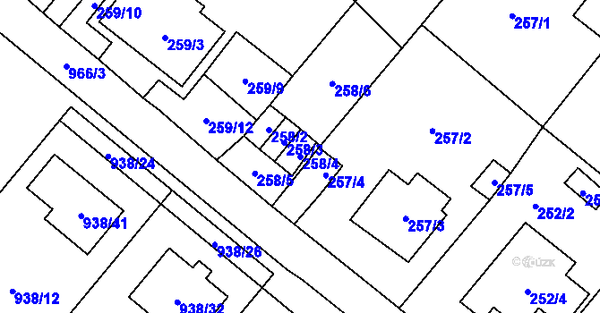 Parcela st. 258/4 v KÚ Osvračín, Katastrální mapa