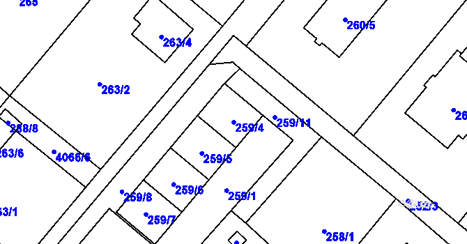 Parcela st. 259/4 v KÚ Osvračín, Katastrální mapa