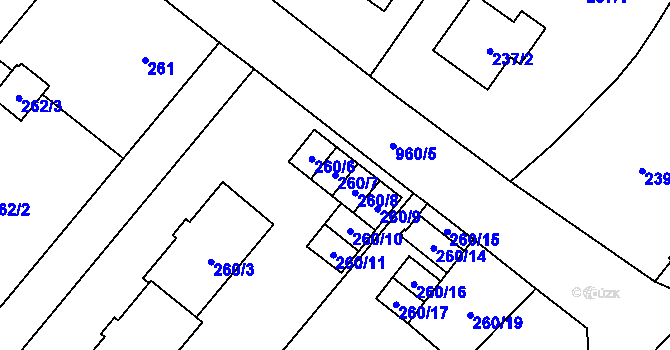 Parcela st. 260/7 v KÚ Osvračín, Katastrální mapa