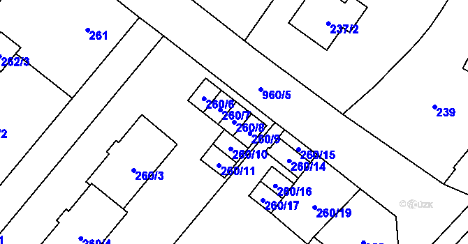 Parcela st. 260/8 v KÚ Osvračín, Katastrální mapa