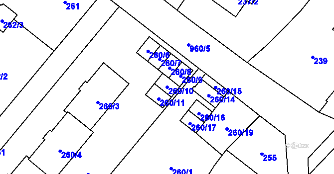 Parcela st. 260/10 v KÚ Osvračín, Katastrální mapa