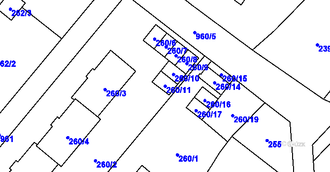 Parcela st. 260/11 v KÚ Osvračín, Katastrální mapa