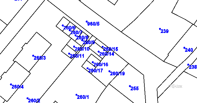 Parcela st. 260/14 v KÚ Osvračín, Katastrální mapa