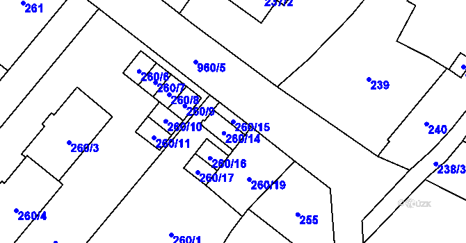 Parcela st. 260/15 v KÚ Osvračín, Katastrální mapa