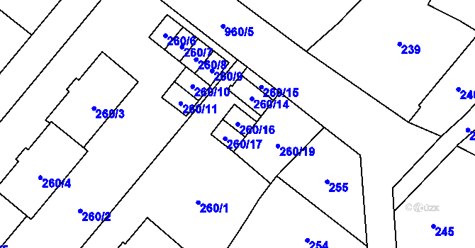 Parcela st. 260/16 v KÚ Osvračín, Katastrální mapa