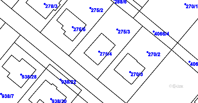 Parcela st. 275/4 v KÚ Osvračín, Katastrální mapa