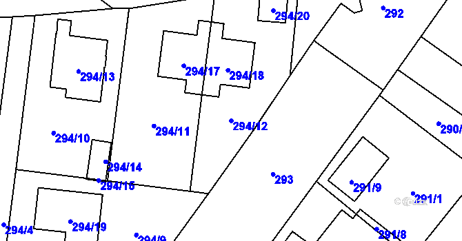 Parcela st. 294/12 v KÚ Osvračín, Katastrální mapa