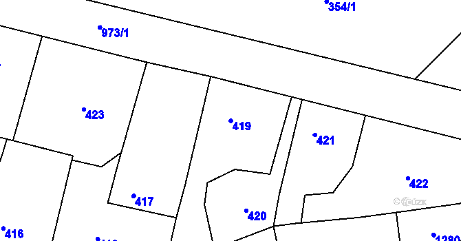 Parcela st. 419 v KÚ Osvračín, Katastrální mapa
