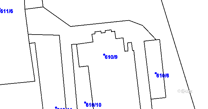 Parcela st. 610/9 v KÚ Osvračín, Katastrální mapa