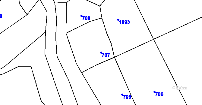 Parcela st. 707 v KÚ Osvračín, Katastrální mapa