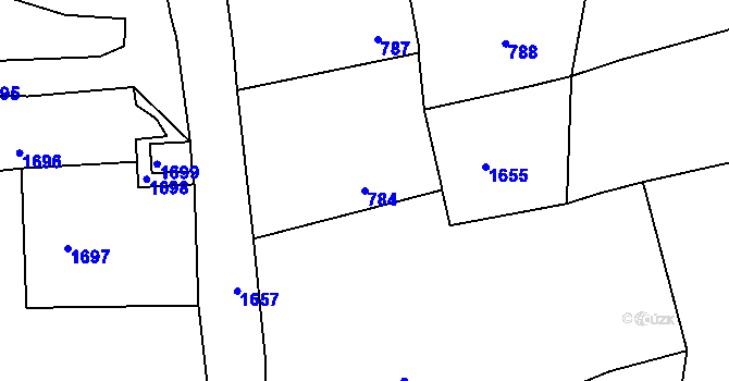Parcela st. 784 v KÚ Osvračín, Katastrální mapa