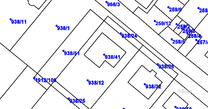 Parcela st. 938/41 v KÚ Osvračín, Katastrální mapa