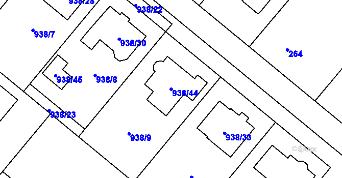 Parcela st. 938/44 v KÚ Osvračín, Katastrální mapa