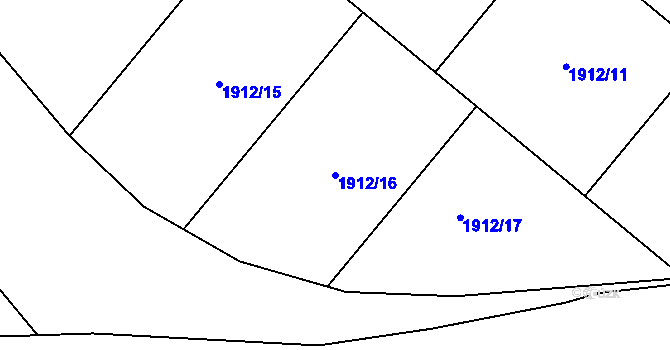 Parcela st. 1912/16 v KÚ Osvračín, Katastrální mapa