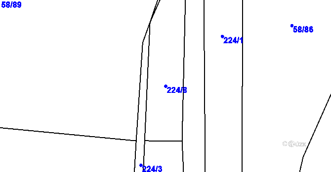 Parcela st. 224/8 v KÚ Lobzy u Ošelína, Katastrální mapa