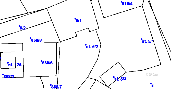 Parcela st. 5/2 v KÚ Lobzy u Ošelína, Katastrální mapa