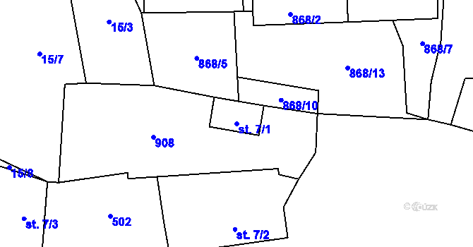 Parcela st. 7/1 v KÚ Lobzy u Ošelína, Katastrální mapa