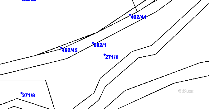Parcela st. 271/1 v KÚ Lobzy u Ošelína, Katastrální mapa
