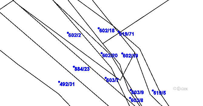 Parcela st. 602/20 v KÚ Lobzy u Ošelína, Katastrální mapa