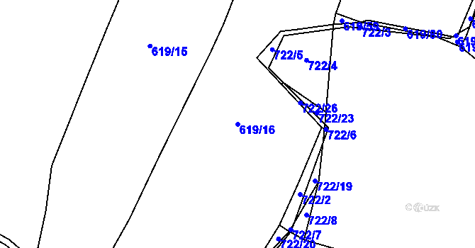 Parcela st. 619/16 v KÚ Lobzy u Ošelína, Katastrální mapa