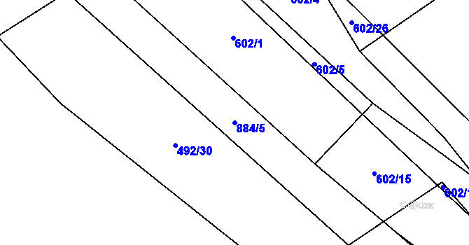 Parcela st. 884/5 v KÚ Lobzy u Ošelína, Katastrální mapa