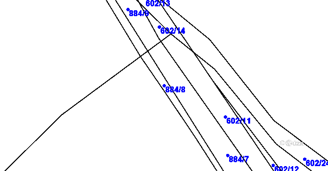 Parcela st. 884/8 v KÚ Lobzy u Ošelína, Katastrální mapa