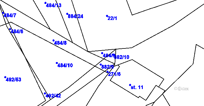 Parcela st. 484/9 v KÚ Lobzy u Ošelína, Katastrální mapa