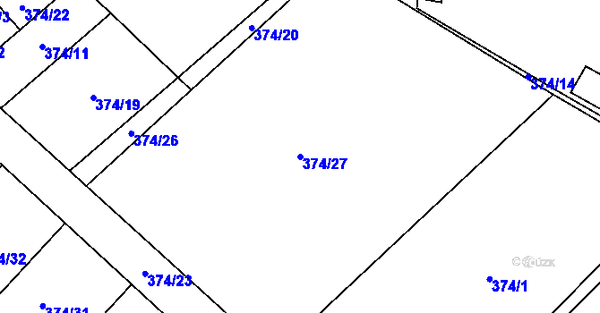 Parcela st. 374/27 v KÚ Ošelín, Katastrální mapa