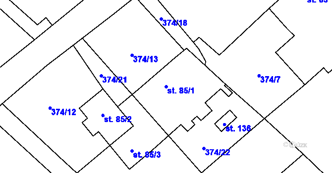 Parcela st. 85/1 v KÚ Ošelín, Katastrální mapa