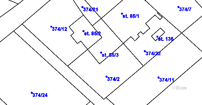 Parcela st. 85/3 v KÚ Ošelín, Katastrální mapa