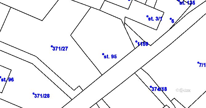 Parcela st. 95 v KÚ Ošelín, Katastrální mapa