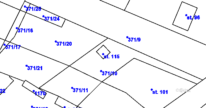 Parcela st. 115 v KÚ Ošelín, Katastrální mapa