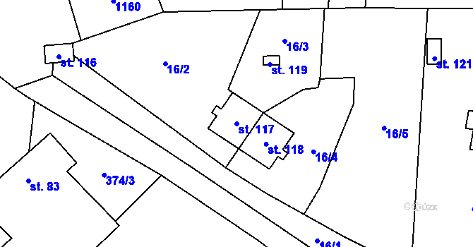 Parcela st. 117 v KÚ Ošelín, Katastrální mapa