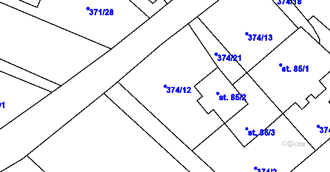 Parcela st. 374/12 v KÚ Ošelín, Katastrální mapa