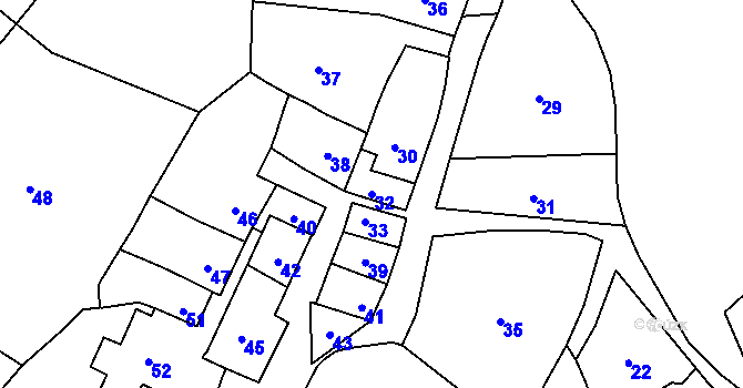 Parcela st. 32 v KÚ Otaslavice, Katastrální mapa