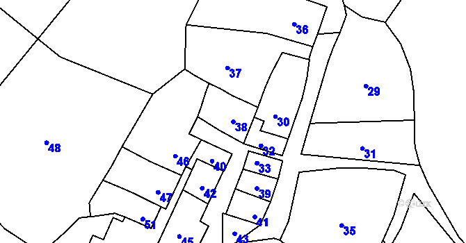 Parcela st. 38 v KÚ Otaslavice, Katastrální mapa