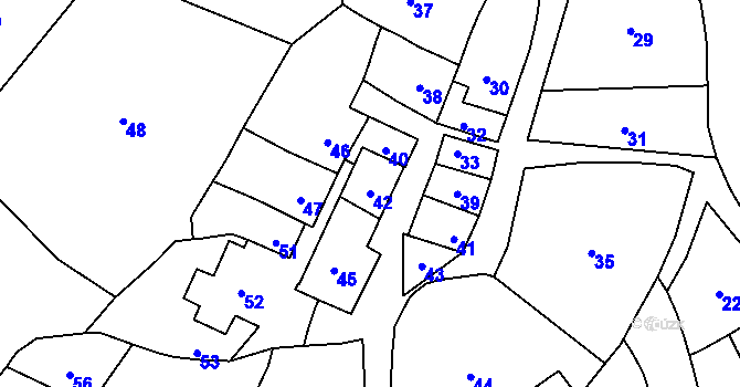 Parcela st. 42 v KÚ Otaslavice, Katastrální mapa