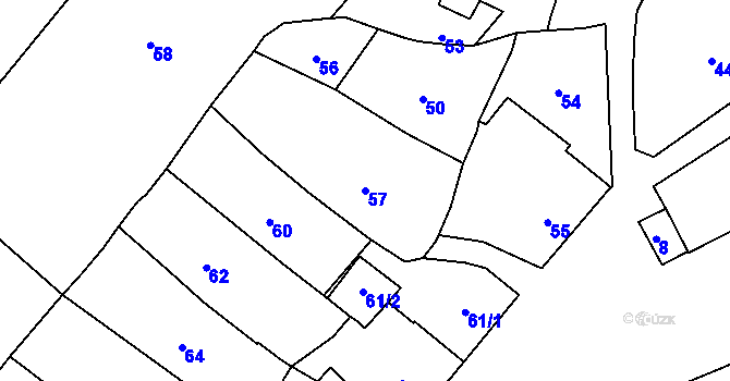 Parcela st. 57 v KÚ Otaslavice, Katastrální mapa