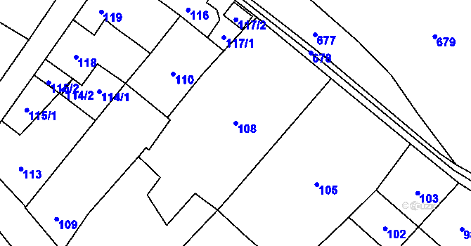 Parcela st. 108 v KÚ Otaslavice, Katastrální mapa