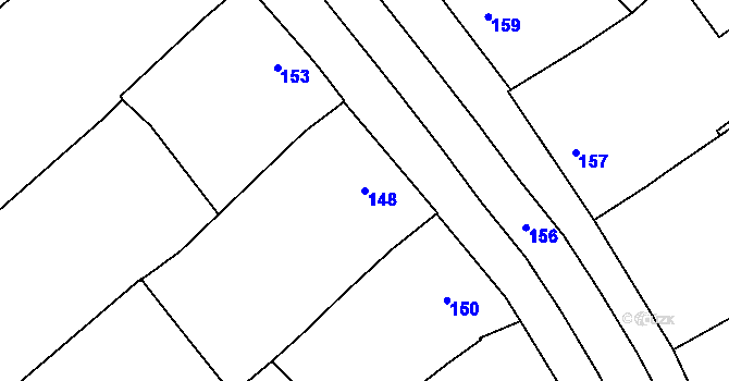 Parcela st. 148 v KÚ Otaslavice, Katastrální mapa