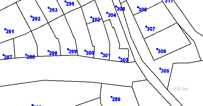 Parcela st. 301 v KÚ Otaslavice, Katastrální mapa
