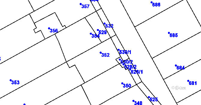 Parcela st. 352 v KÚ Otaslavice, Katastrální mapa