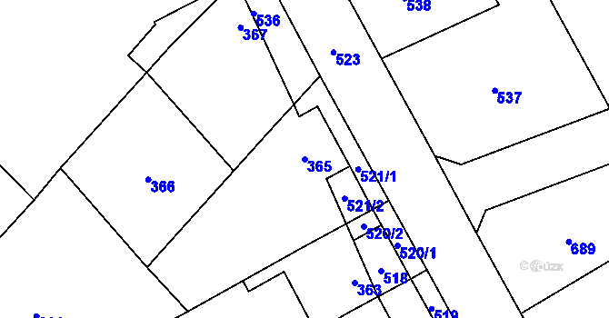 Parcela st. 365 v KÚ Otaslavice, Katastrální mapa