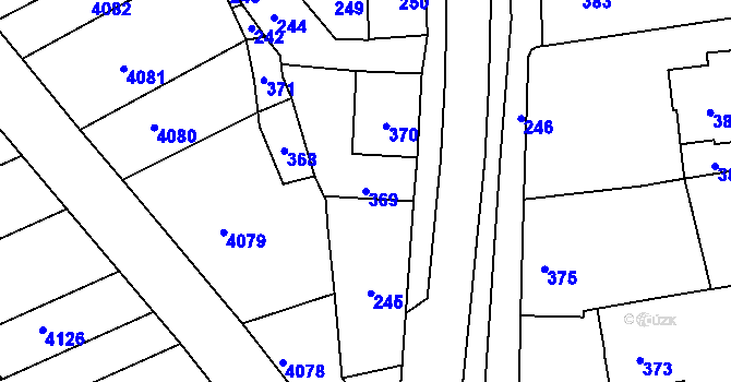 Parcela st. 369 v KÚ Otaslavice, Katastrální mapa