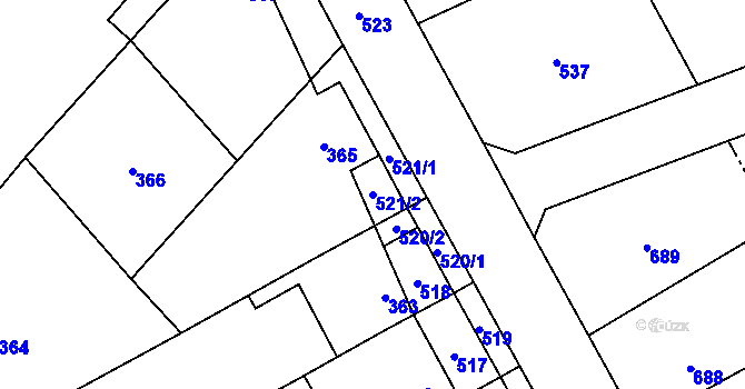 Parcela st. 521/2 v KÚ Otaslavice, Katastrální mapa