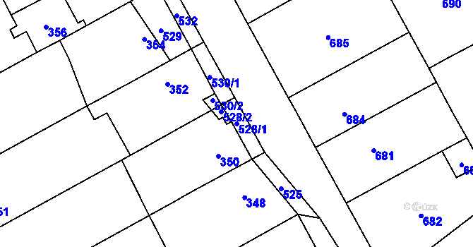 Parcela st. 528/1 v KÚ Otaslavice, Katastrální mapa