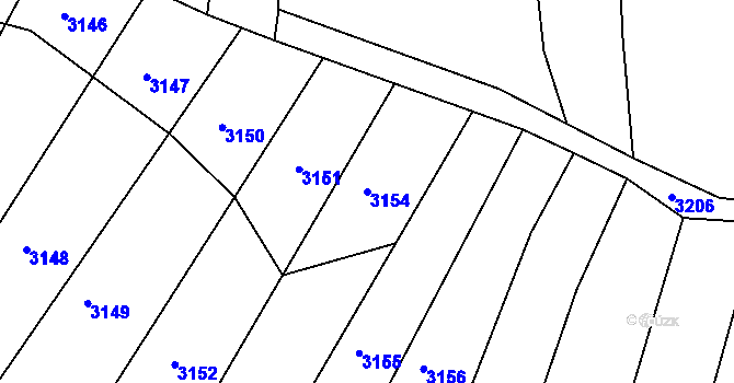 Parcela st. 3154 v KÚ Otaslavice, Katastrální mapa