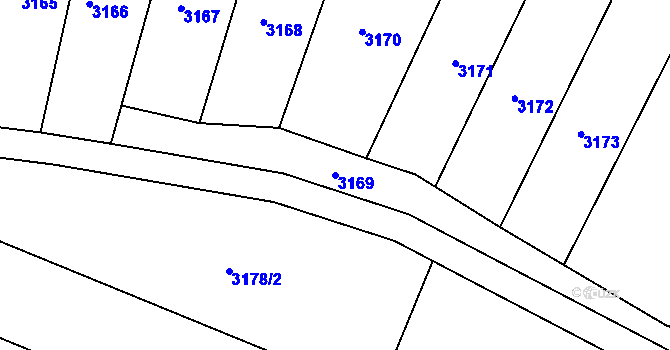 Parcela st. 3169 v KÚ Otaslavice, Katastrální mapa