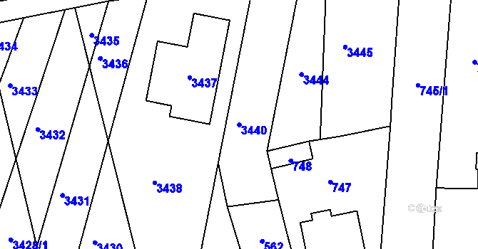 Parcela st. 3440 v KÚ Otaslavice, Katastrální mapa